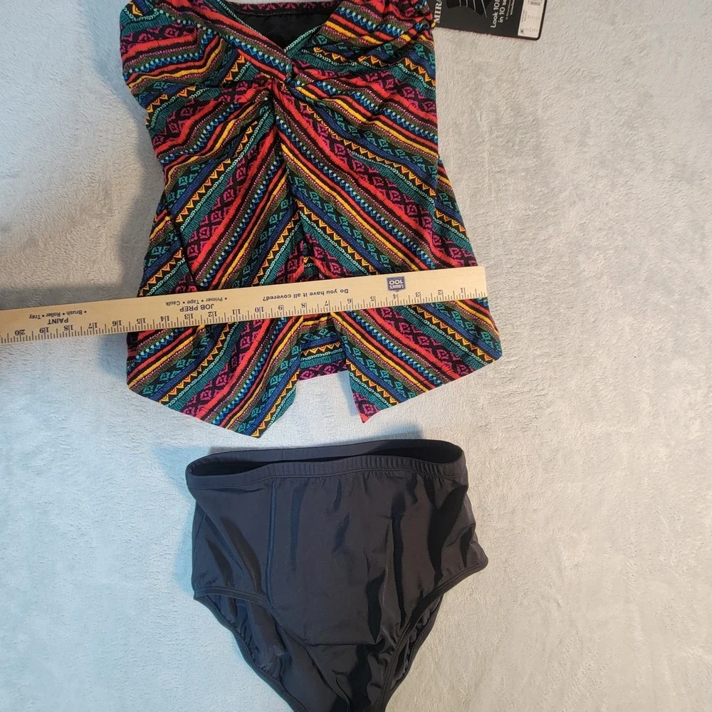 Miraclesuit Love Knot Tankini Set Size 8 NWT Blue‎ Floral Tummy Control Swimsuit